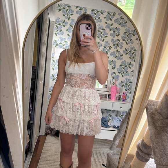 Beginning Boutique White Lace Mini Dress - Picture 4 of 4